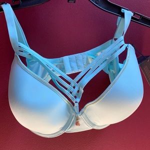Mint green with gold piping push-up bra